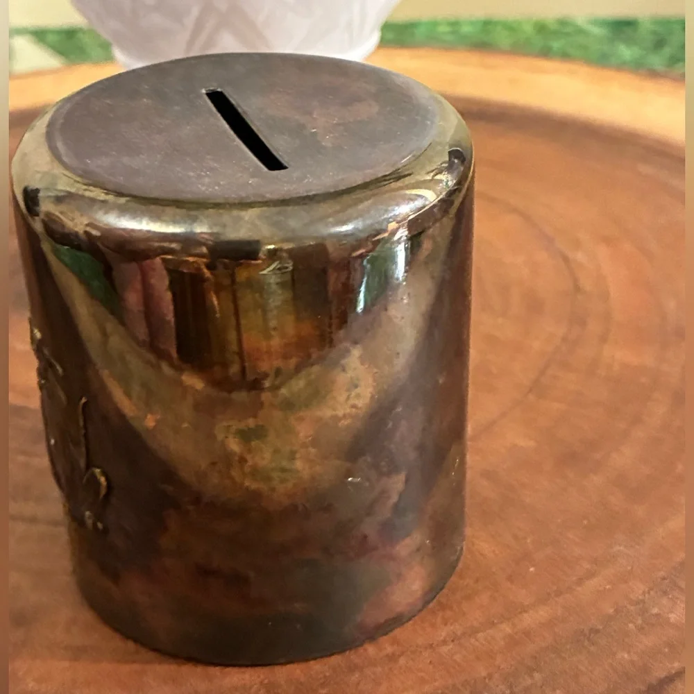 Rare Vintage Nickel Silver Pluto Coin Bank with Key, Excellent Condition